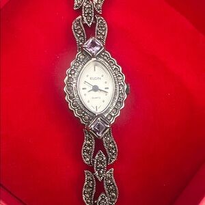 Silver Women's Watch with Purple Accents